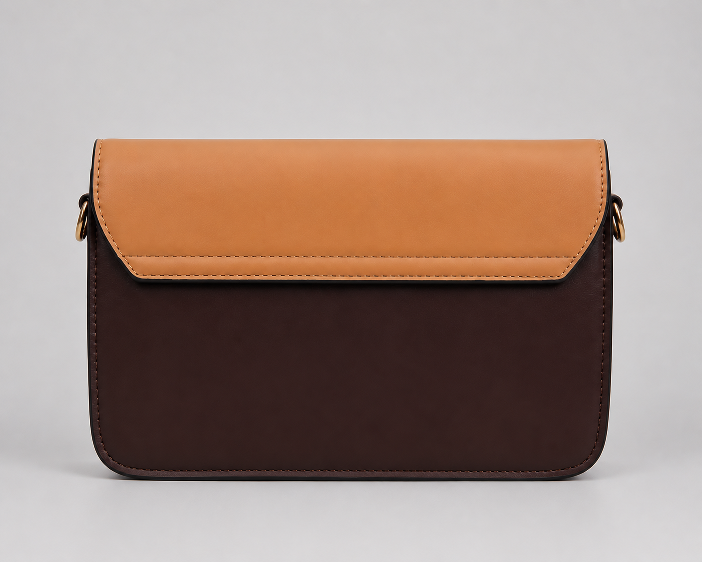Charles & Keith Tri-Tone Colour Block Flap Crossbody Bag — Tan, Dark Brown & Cream Shoulder Bag