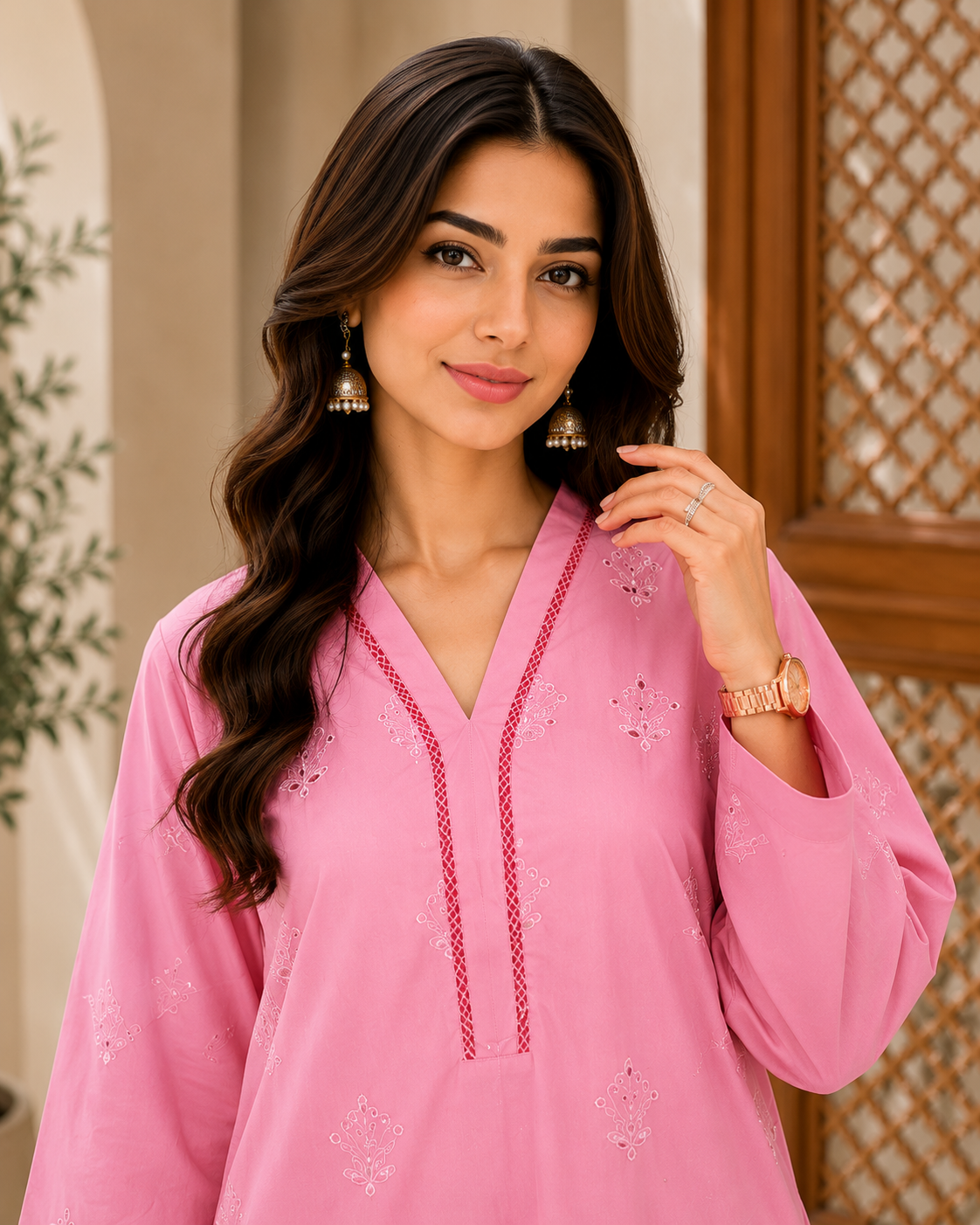 Schiffli embroidered Cotton lawn co-ord set