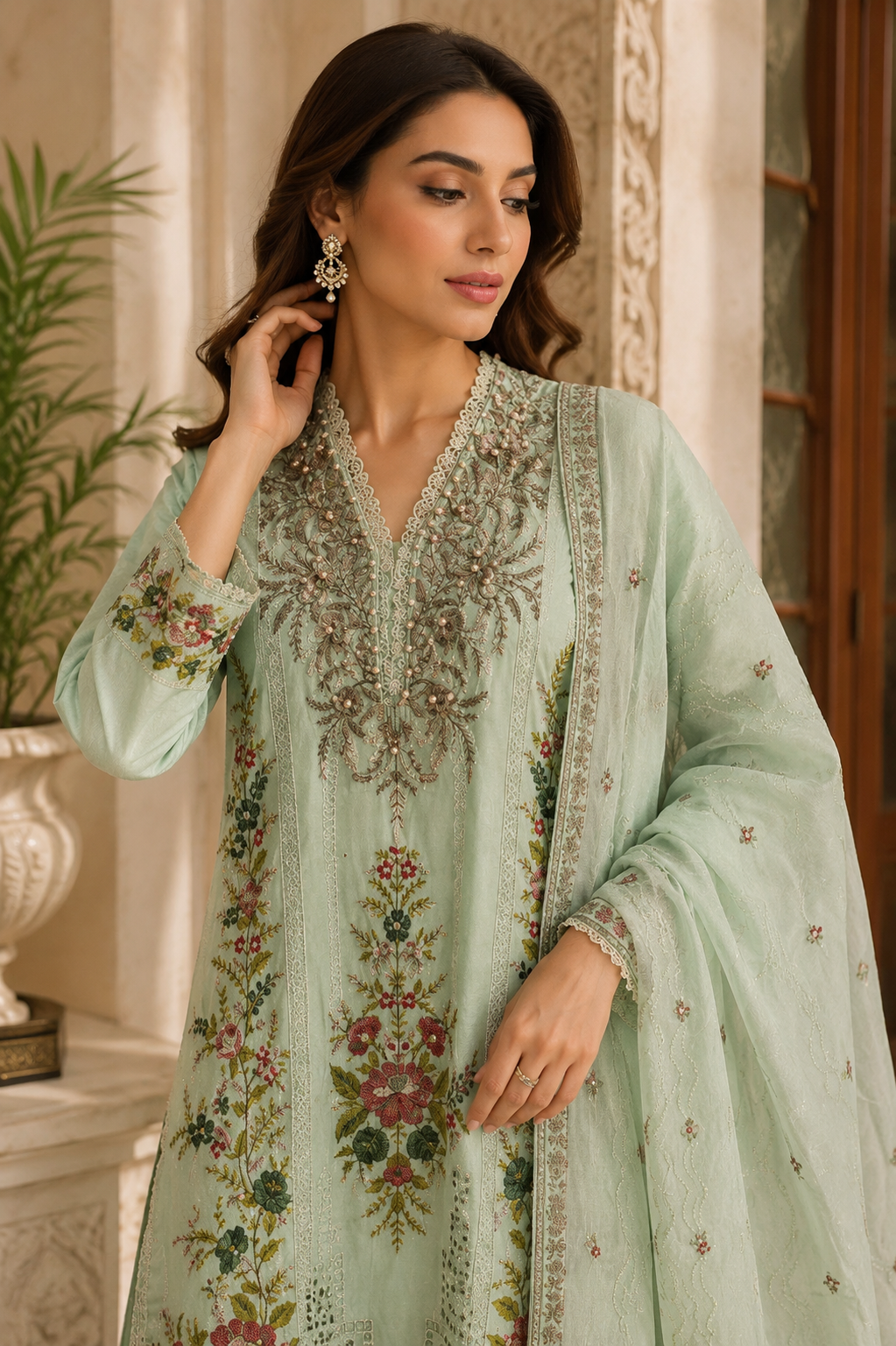 Luxury floral embroidered 3-piece formal suit