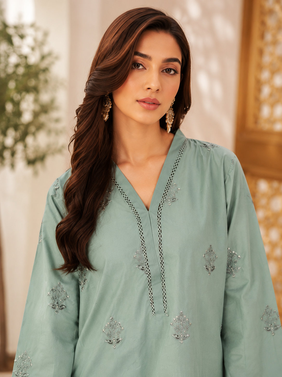 Schiffli embroidered Cotton lawn co-ord set