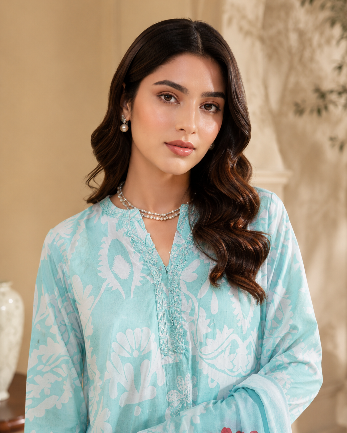 Floral Printed Cotton 3-Piece Suit with Embroidered Hem & Printed Dupatta