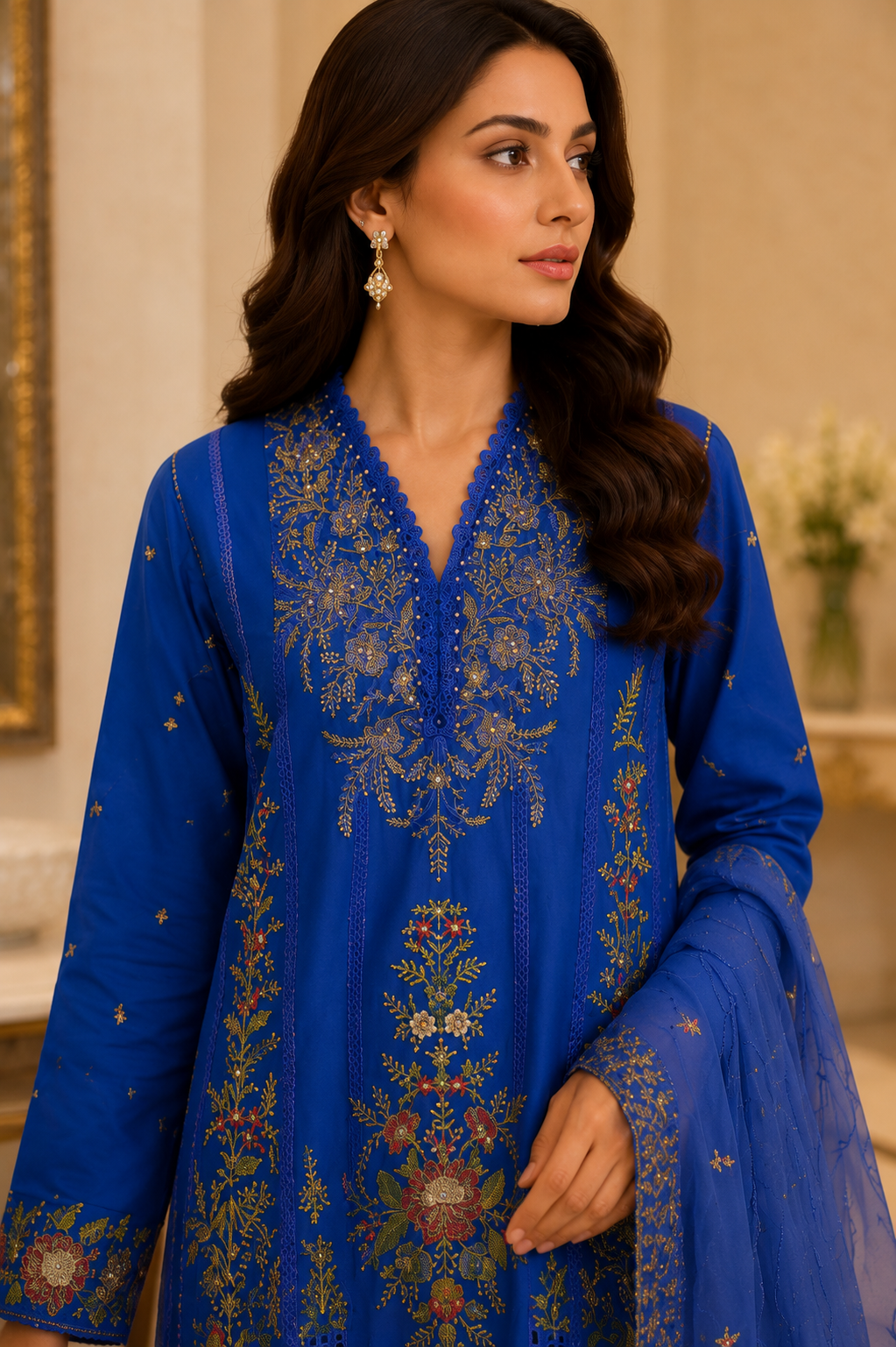Luxury floral embroidered 3-piece formal suit