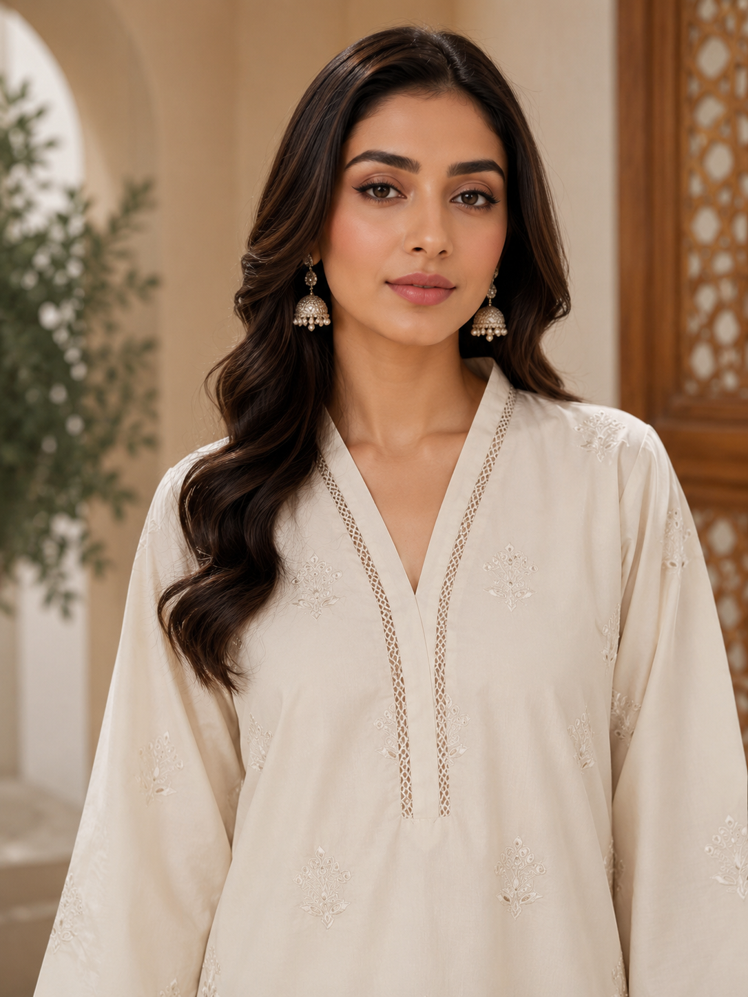 Schiffli embroidered Cotton lawn co-ord set