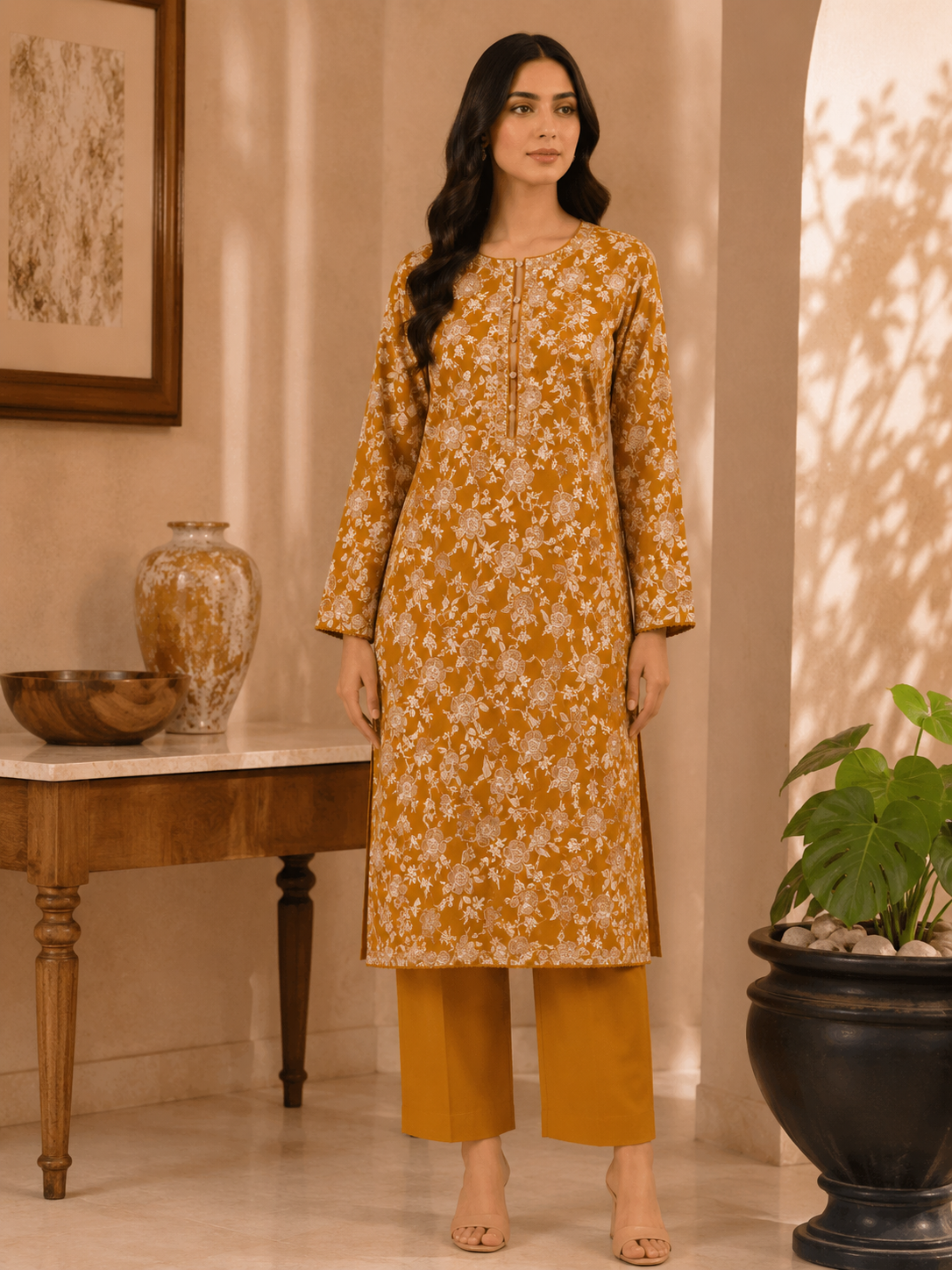 Allover Floral Printed Lawn 2-Piece Co-ord Set