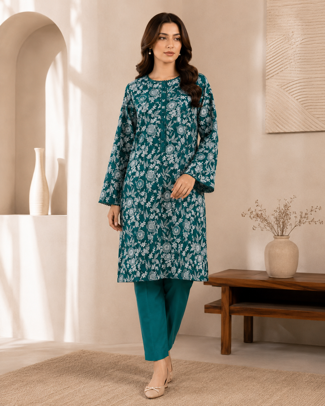 Allover Floral Printed Lawn 2-Piece Co-ord Set