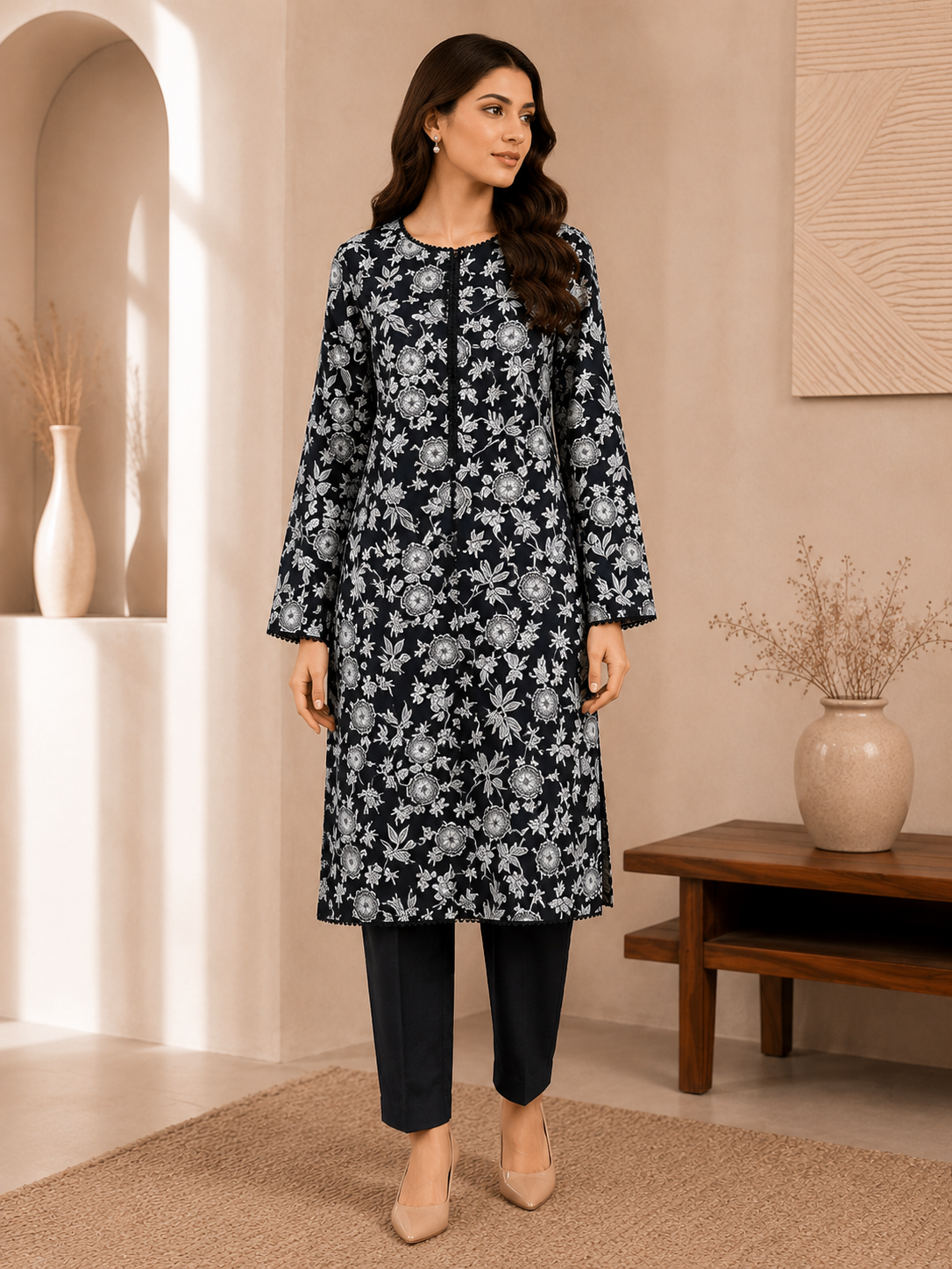 Allover Floral Printed Lawn 2-Piece Co-ord Set