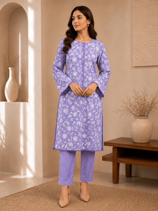 Allover Floral Printed Lawn 2-Piece Co-ord Set