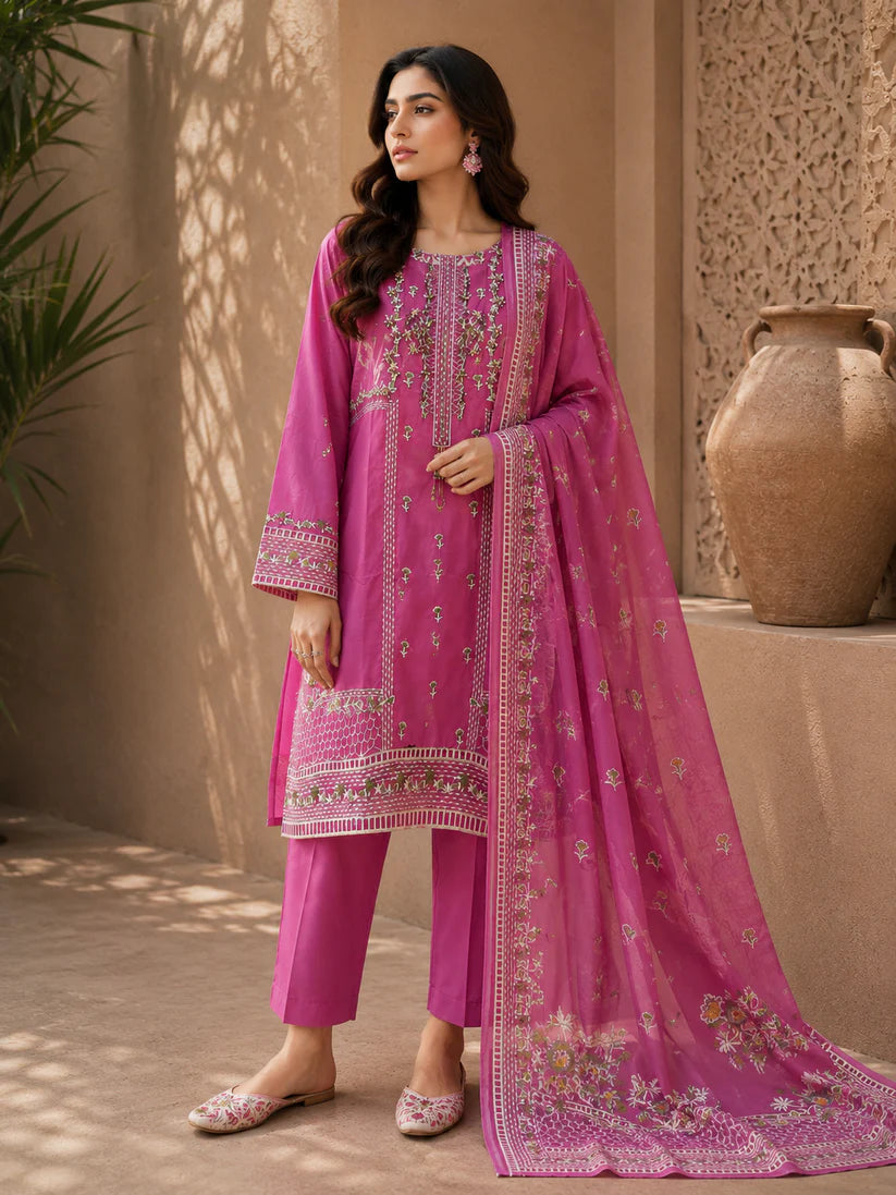 Peach Blossom Embroidered Lawn 3 Piece Suit