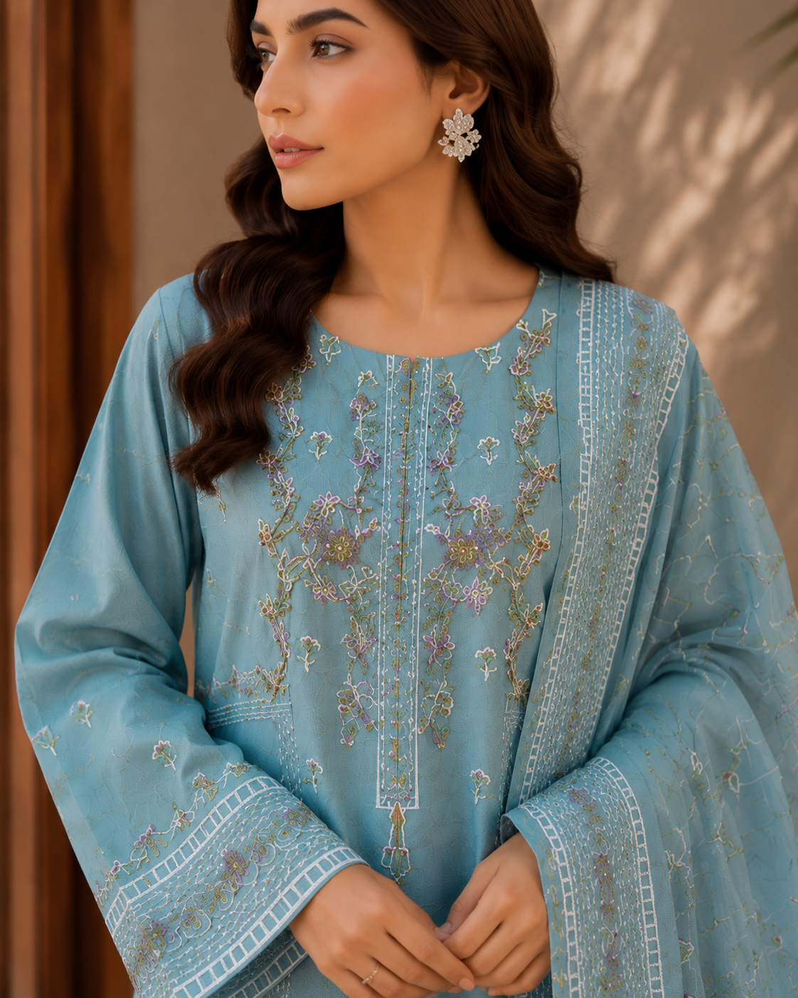 Peach Blossom Embroidered Lawn 3 Piece Suit