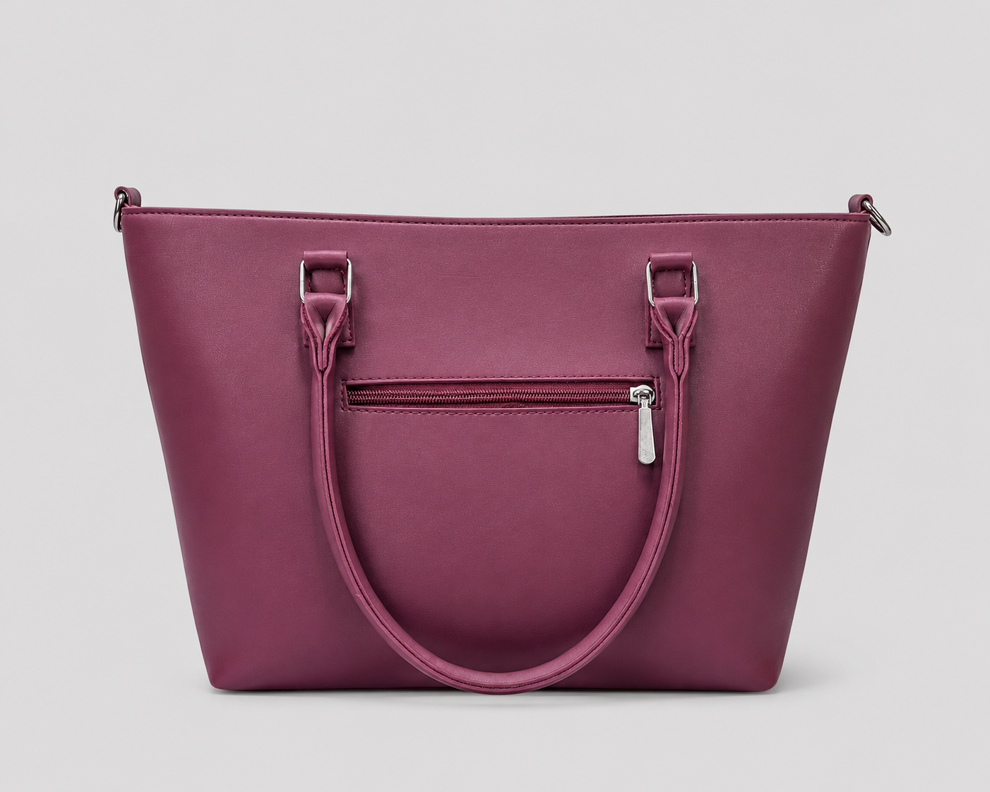 Berry Pink 3-Piece Tote Set — Shoulder Bag with Matching Card Holder & Zip Pouch