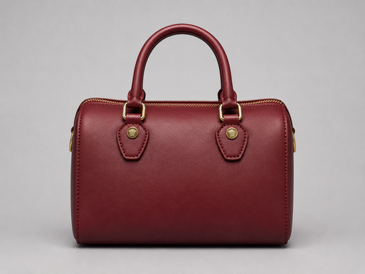 Versace Medusa Burgundy Leather Boston Bag — La Medusa Gold Hardware Top Handle Crossbody