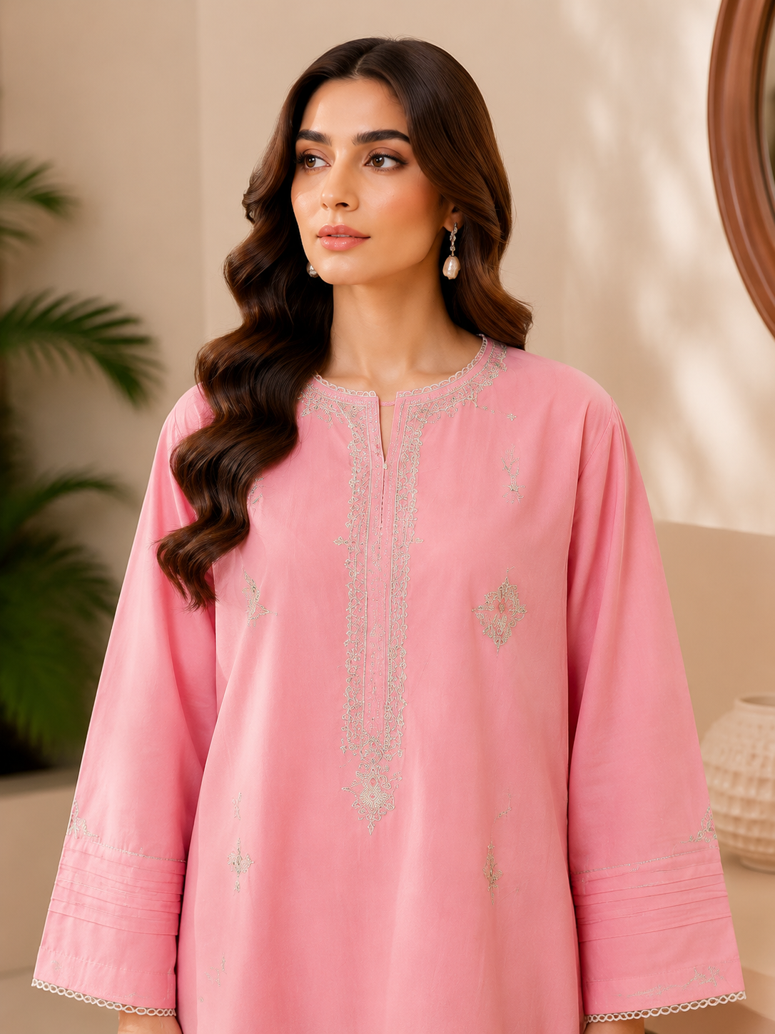 Women's Embroidered Cotton Lawn Co-ord 2-Piece Suit