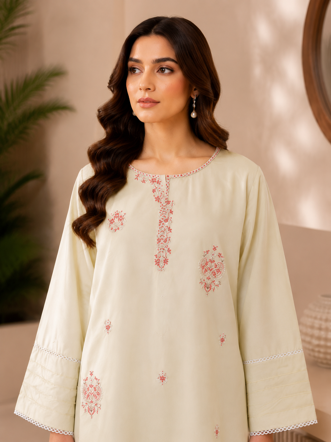 Women's Embroidered Cotton Lawn Co-ord 2-Piece Suit