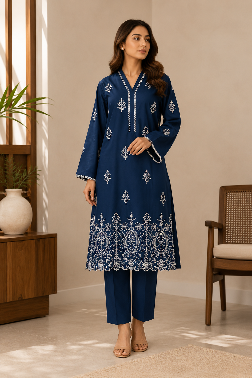 Crimson Elegance Embroidered Lawn 2-Piece Co-ord Set