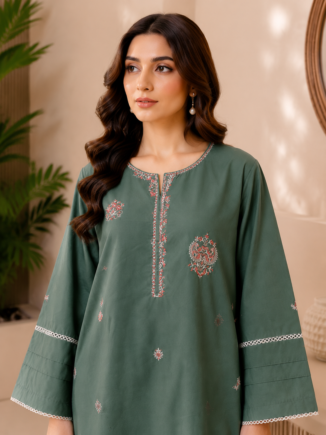Women's Embroidered Cotton Lawn Co-ord 2-Piece Suit